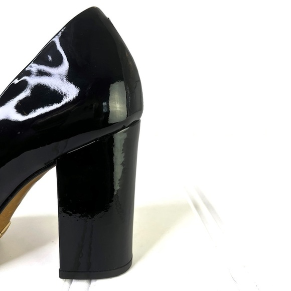 L’INTERVALLE BLACK PUMPS BLACK HEEL SQUARE TOE HEEL PATENT LEATHER BLOCK HEELS 9 - Picture 8 of 17